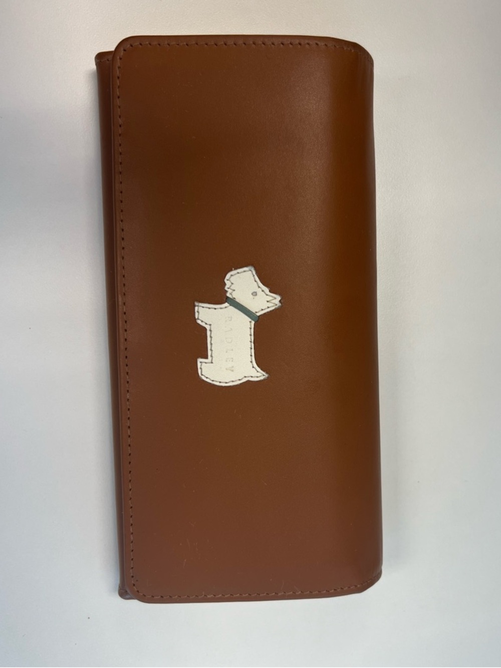 Women's Brown Leather Long Wallet with Appliqué